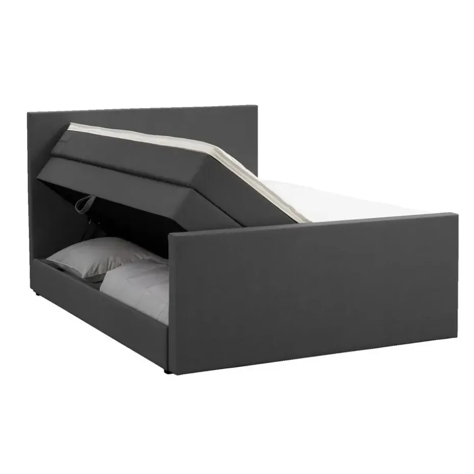 Boxspring met opbergruimte en voetbord Liv egaal - antraciet - 180x200cm