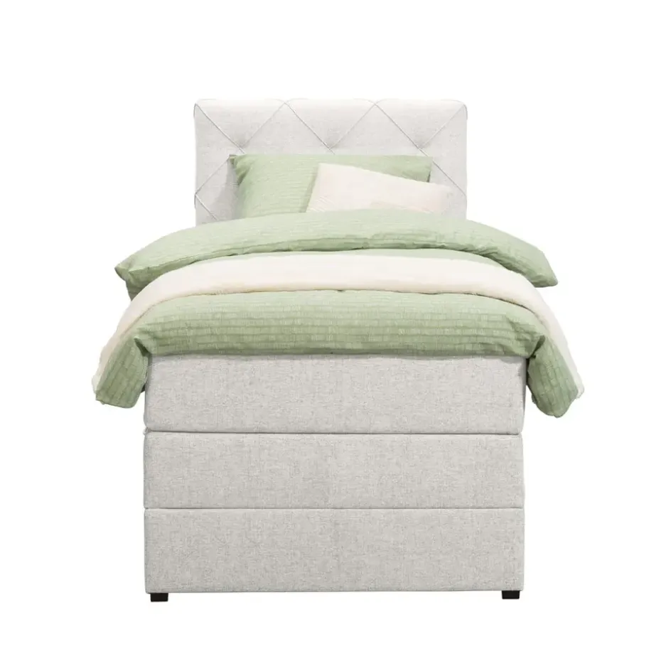 Boxspring met opbergruimte Liv geruit - ecru - 90x200 cm