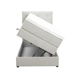 Boxspring met opbergruimte Liv geruit - ecru - 90x200 cm