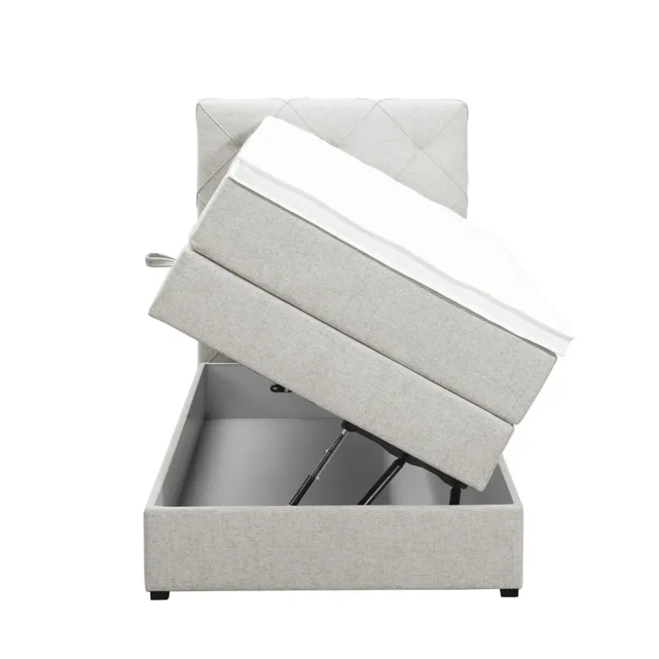 Boxspring met opbergruimte Liv geruit - ecru - 90x200 cm