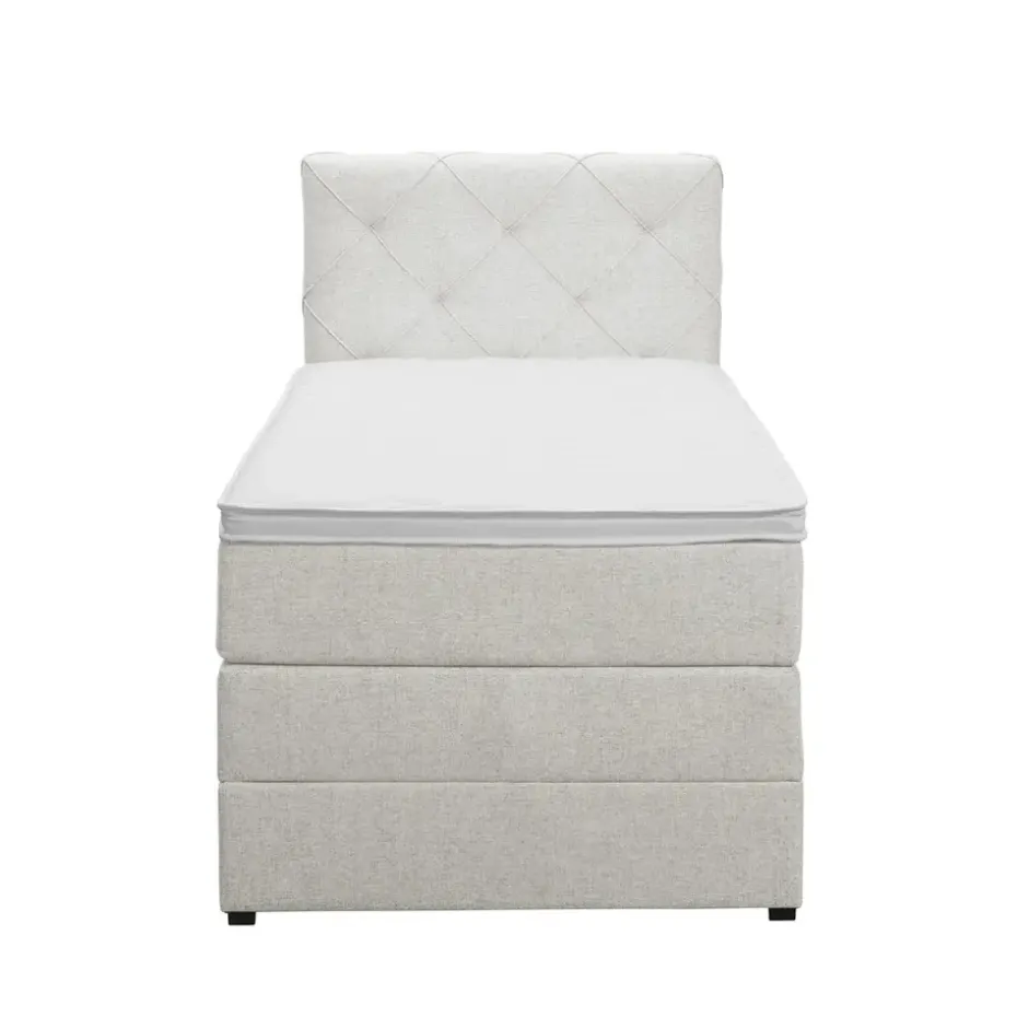 Boxspring met opbergruimte Liv geruit - ecru - 90x200 cm
