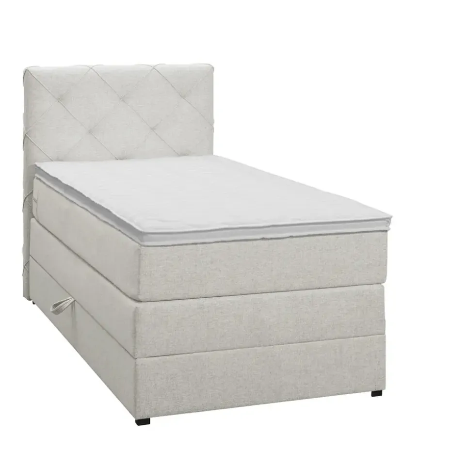 Boxspring met opbergruimte Liv geruit - ecru - 90x200 cm