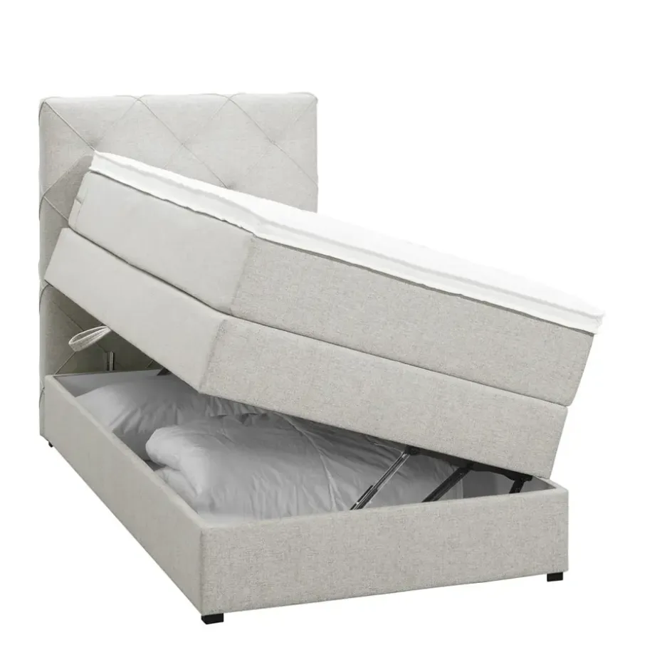 Boxspring met opbergruimte Liv geruit - ecru - 90x200 cm