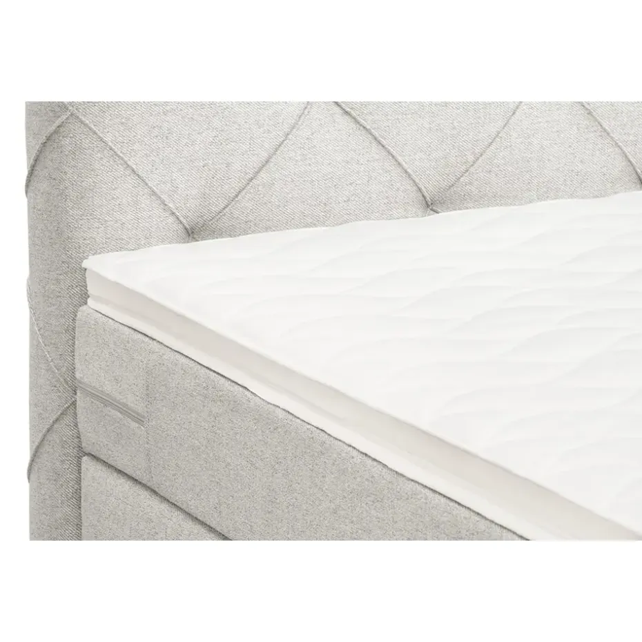 Boxspring met opbergruimte Liv geruit - ecru - 90x200 cm