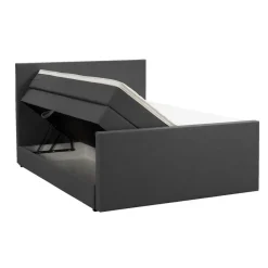 Boxspring met opbergruimte en voetbord Liv egaal - antraciet - 140x200cm