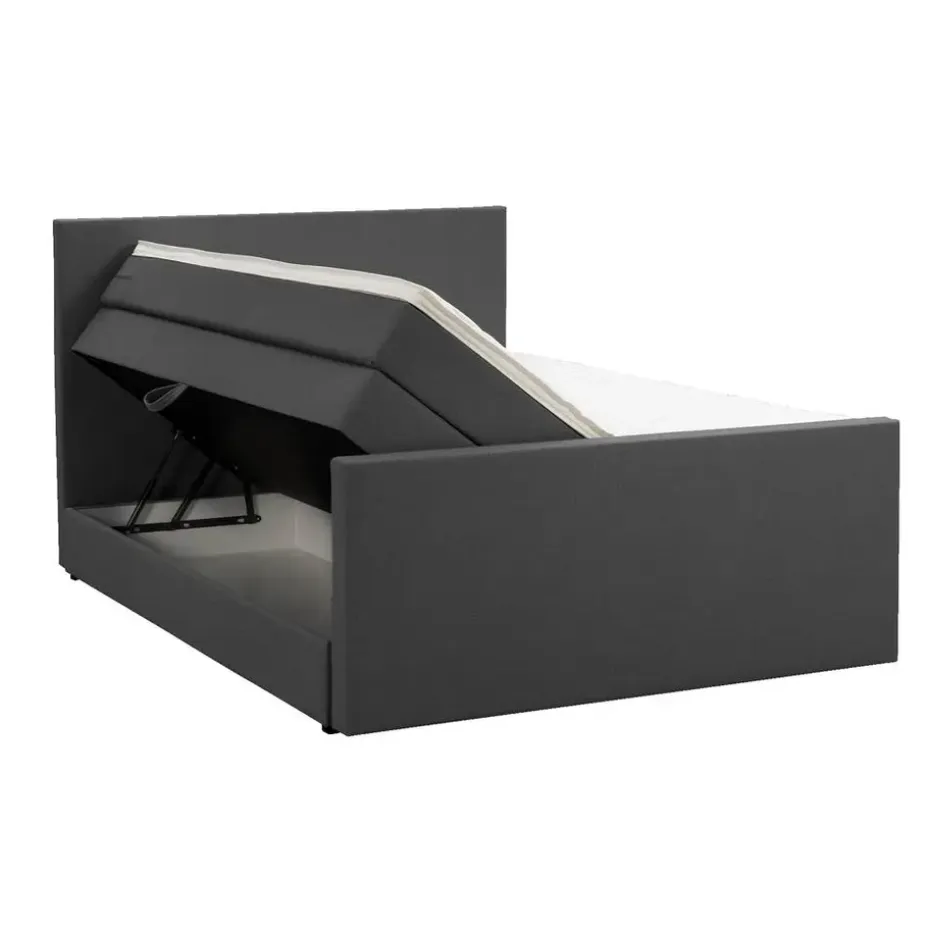 Boxspring met opbergruimte en voetbord Liv egaal - antraciet - 140x200cm