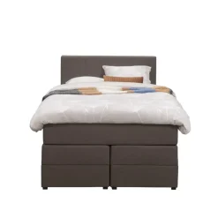 Boxspring met opbergruimte Liv geblokt - donkerbruin - 120x200 cm