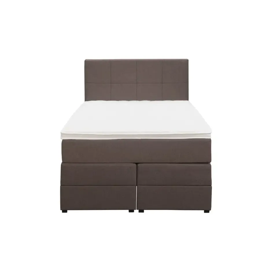 Boxspring met opbergruimte Liv geblokt - donkerbruin - 120x200 cm