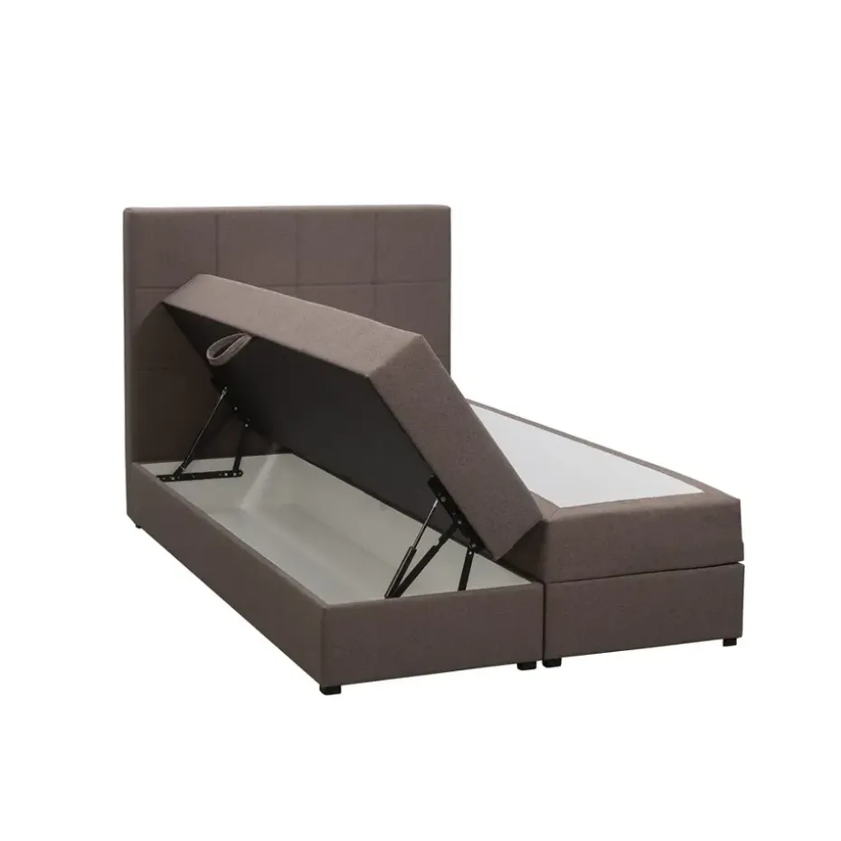 Boxspring met opbergruimte Liv geblokt - donkerbruin - 120x200 cm