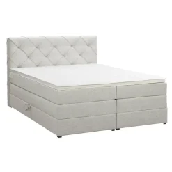 Boxspring met opbergruimte Liv geruit - ecru - 140x200 cm