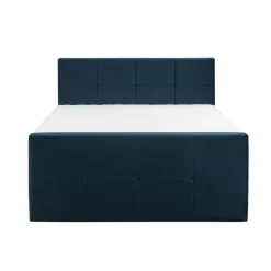 Boxspring met voetbord Liv geblokt - blauw - 180x200 cm - ronde poot