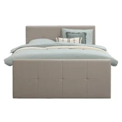 Boxspring met voetbord Liv geblokt - beige - 140x200 cm - ronde poot