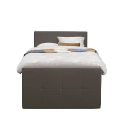 Boxspring met voetbord Liv geblokt - donkerbruin - 120x200 cm - slanke poot