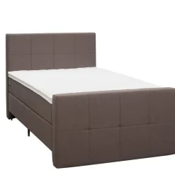 Boxspring met voetbord Liv geblokt - donkerbruin - 120x200 cm - slanke poot