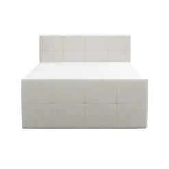 Boxspring met voetbord Liv geblokt - ecru - 140x200 cm - vierkante poot