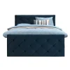 Boxspring met voetbord Liv geruit - blauw - 180x200 cm - vierkante poot