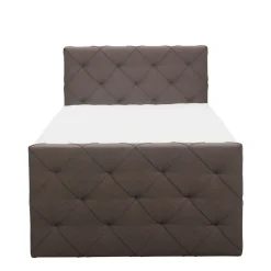 Boxspring met voetbord Liv geruit - donkerbruin - 120x200 cm - vierkante poot