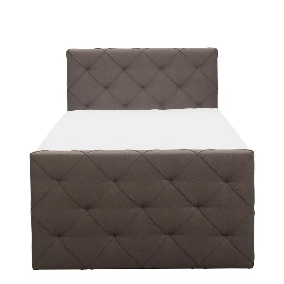 Boxspring met voetbord Liv geruit - donkerbruin - 120x200 cm - vierkante poot