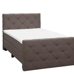Boxspring met voetbord Liv geruit - donkerbruin - 120x200 cm - vierkante poot
