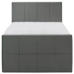 Boxspring met voetbord Liv geblokt - grijs - 120x200 cm - slanke poot
