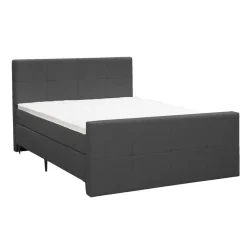 Boxspring met voetbord Liv geblokt - antraciet - 160x200 cm - slanke poot