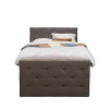 Boxspring met voetbord Liv geruit - donkerbruin - 120x200 cm - slanke poot