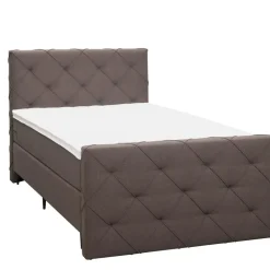 Boxspring met voetbord Liv geruit - donkerbruin - 120x200 cm - slanke poot
