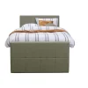 Boxspring met voetbord Liv geblokt - groen - 120x200 cm - ronde poot