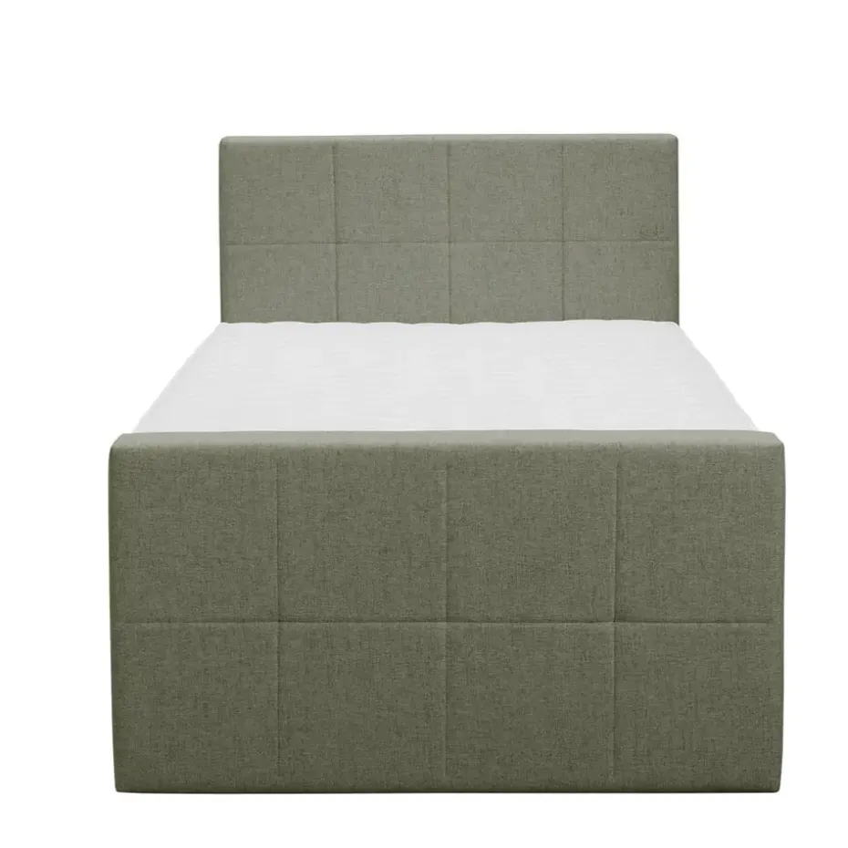 Boxspring met voetbord Liv geblokt - groen - 120x200 cm - ronde poot