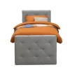 Boxspring met voetbord Liv geruit - lichtgrijs - 90x200 cm - vierkante poot