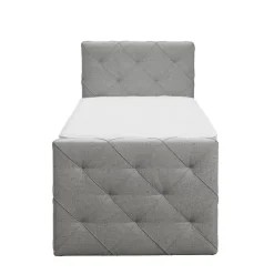 Boxspring met voetbord Liv geruit - lichtgrijs - 90x200 cm - vierkante poot