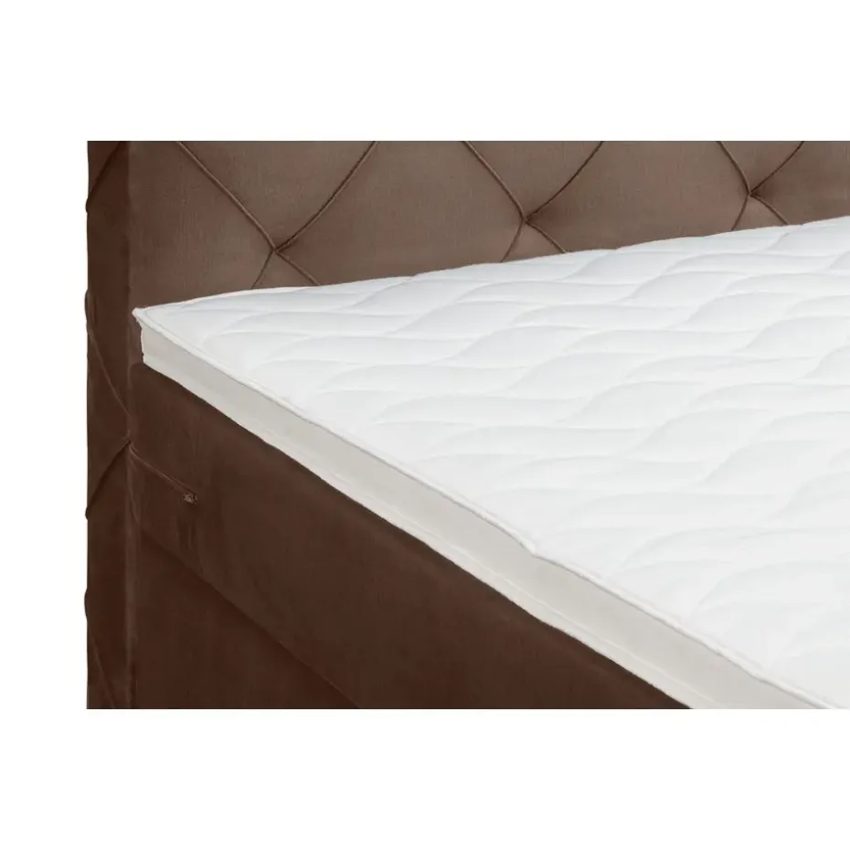 Boxspring met voetbord Liv geruit - bruin - 180x200 cm - slanke poot