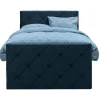 Boxspring met voetbord Liv geruit - blauw - 120x200 cm - slanke poot