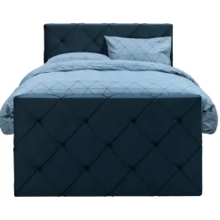 Boxspring met voetbord Liv geruit - blauw - 120x200 cm - slanke poot