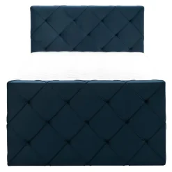 Boxspring met voetbord Liv geruit - blauw - 120x200 cm - slanke poot
