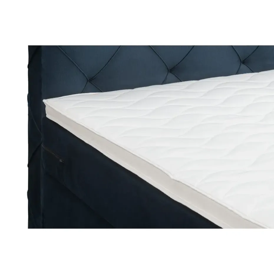 Boxspring met voetbord Liv geruit - blauw - 120x200 cm - slanke poot