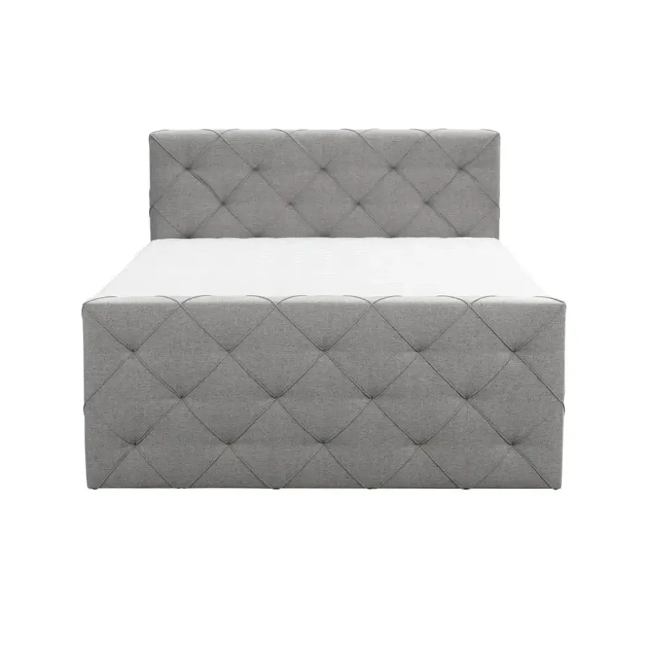 Boxspring met voetbord Liv geruit - lichtgrijs - 160x200 cm - vierkante poot