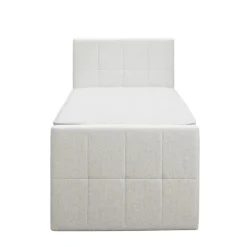Boxspring met voetbord Liv geblokt - ecru - 90x200 cm - slanke poot