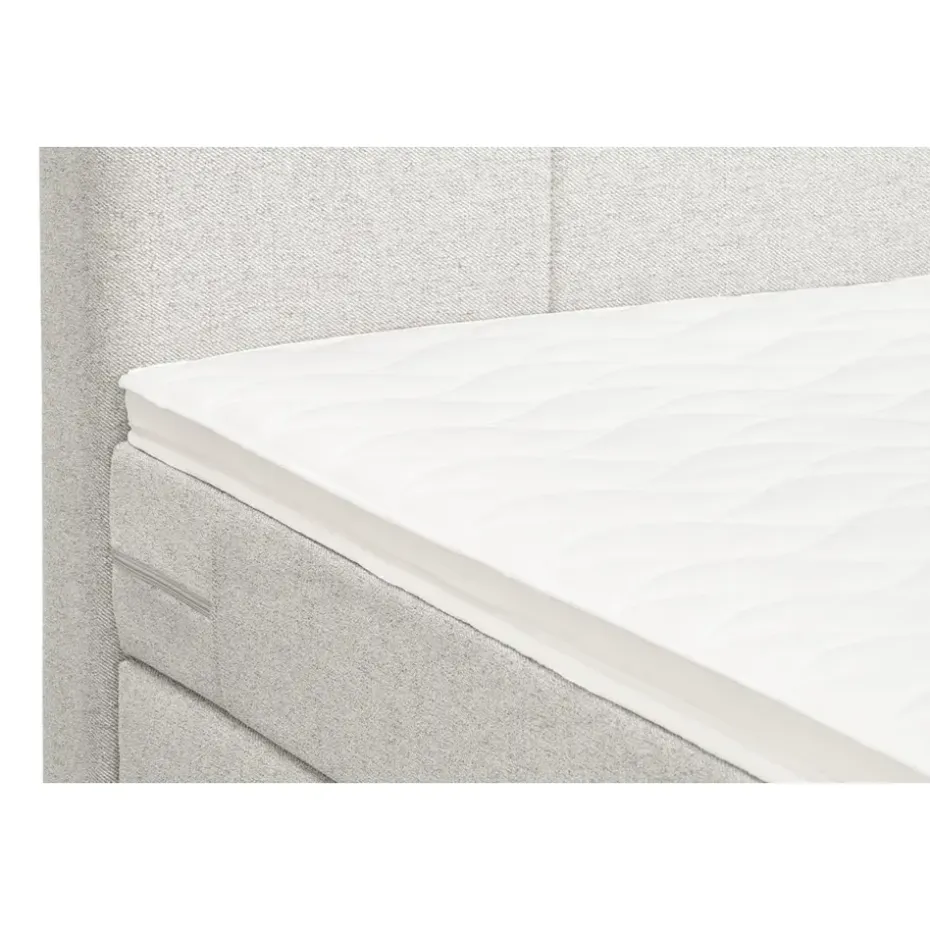 Boxspring met voetbord Liv geblokt - ecru - 90x200 cm - slanke poot