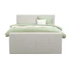 Boxspring met voetbord Liv geblokt - ecru - 180x200 cm - slanke poot