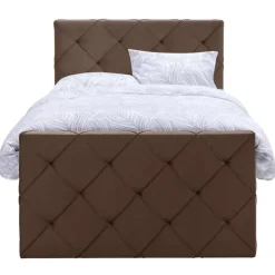 Boxspring met voetbord Liv geruit - bruin - 120x200 cm - ronde poot