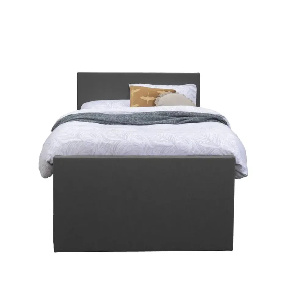 Boxspring met voetbord Liv egaal - antraciet - 120x200 cm - ronde poot