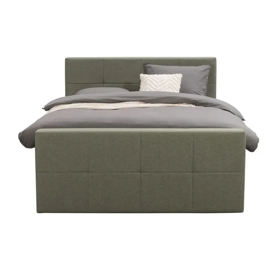 Boxspring met voetbord Liv geblokt - groen - 140x200 cm - slanke poot