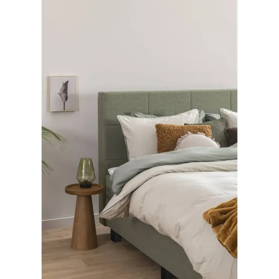Boxspring met voetbord Liv geblokt - groen - 140x200 cm - slanke poot