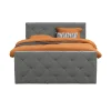 Boxspring met voetbord Liv geruit - lichtgrijs - 140x200 cm - ronde poot