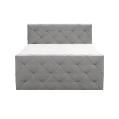 Boxspring met voetbord Liv geruit - lichtgrijs - 140x200 cm - ronde poot