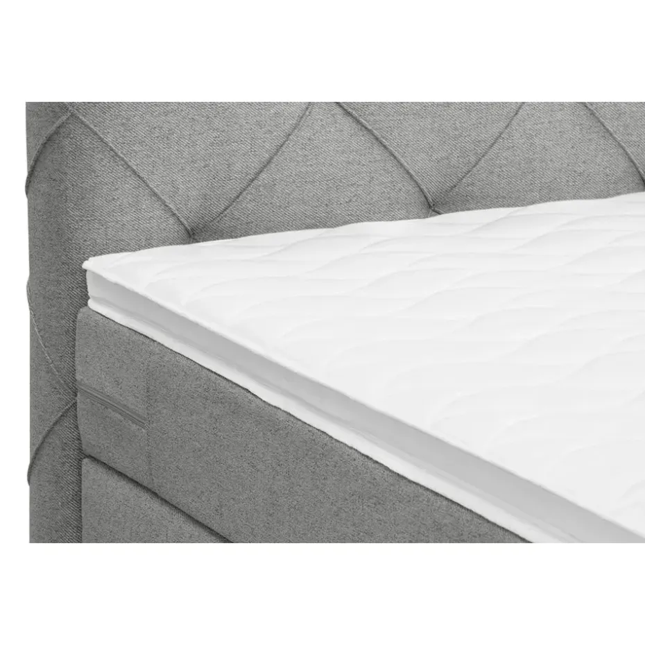 Boxspring met voetbord Liv geruit - lichtgrijs - 140x200 cm - ronde poot