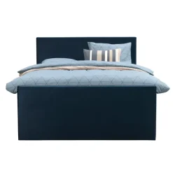 Boxspring met voetbord Liv egaal - blauw - 140x200 cm - vierkante poot