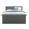 Boxspring met voetbord Liv geblokt - grijs - 160x200 cm - vierkante poot