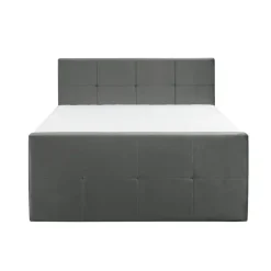 Boxspring met voetbord Liv geblokt - grijs - 160x200 cm - vierkante poot